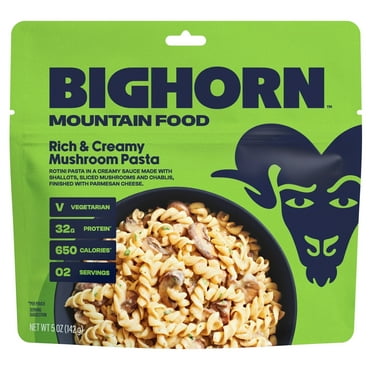 Vegetarian Creamy Mushroom Pasta, Freeze Dried Backpacking Meal, 2 Servings