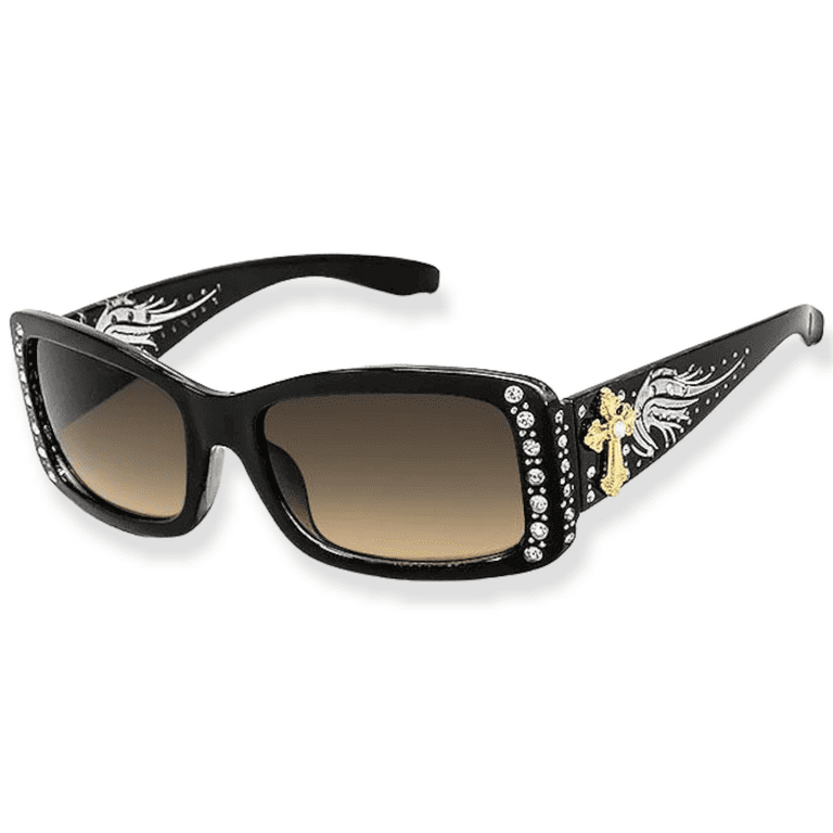 Black winged sunglasses sales