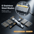 thumbnail image 3 of [2+72] Luxury Shaver with 6 Layers of Blades, Contains 2 Handles & 72 Replaceable Blades, Ergonomic Handle, Precision Design, A Smooth and Precise Beauty Kit for Men, 3 of 10