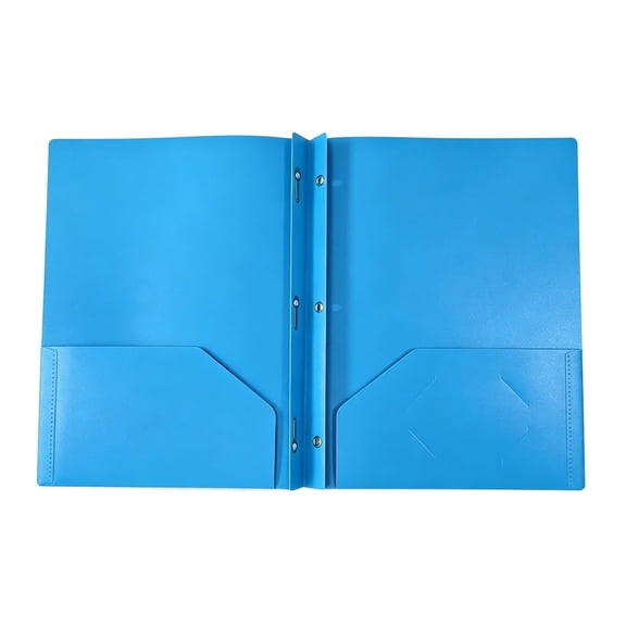 Plastic Folders with Pockets and Prongs, 2 Pocket Folders with Fasteners, Heavy Duty Poly Folders with Brads for 3 Hole Punched Paper, File Folders for School&Office Home Organization(Blue)
