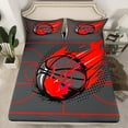 thumbnail image 2 of Manfei Red Flame Twin Sheet Sets,Kids Basketball Games Twin Fitted Sheet,Ball Sport Theme Flat Sheet For Children,Breathable Home Decor,3-Piece, 2 of 7