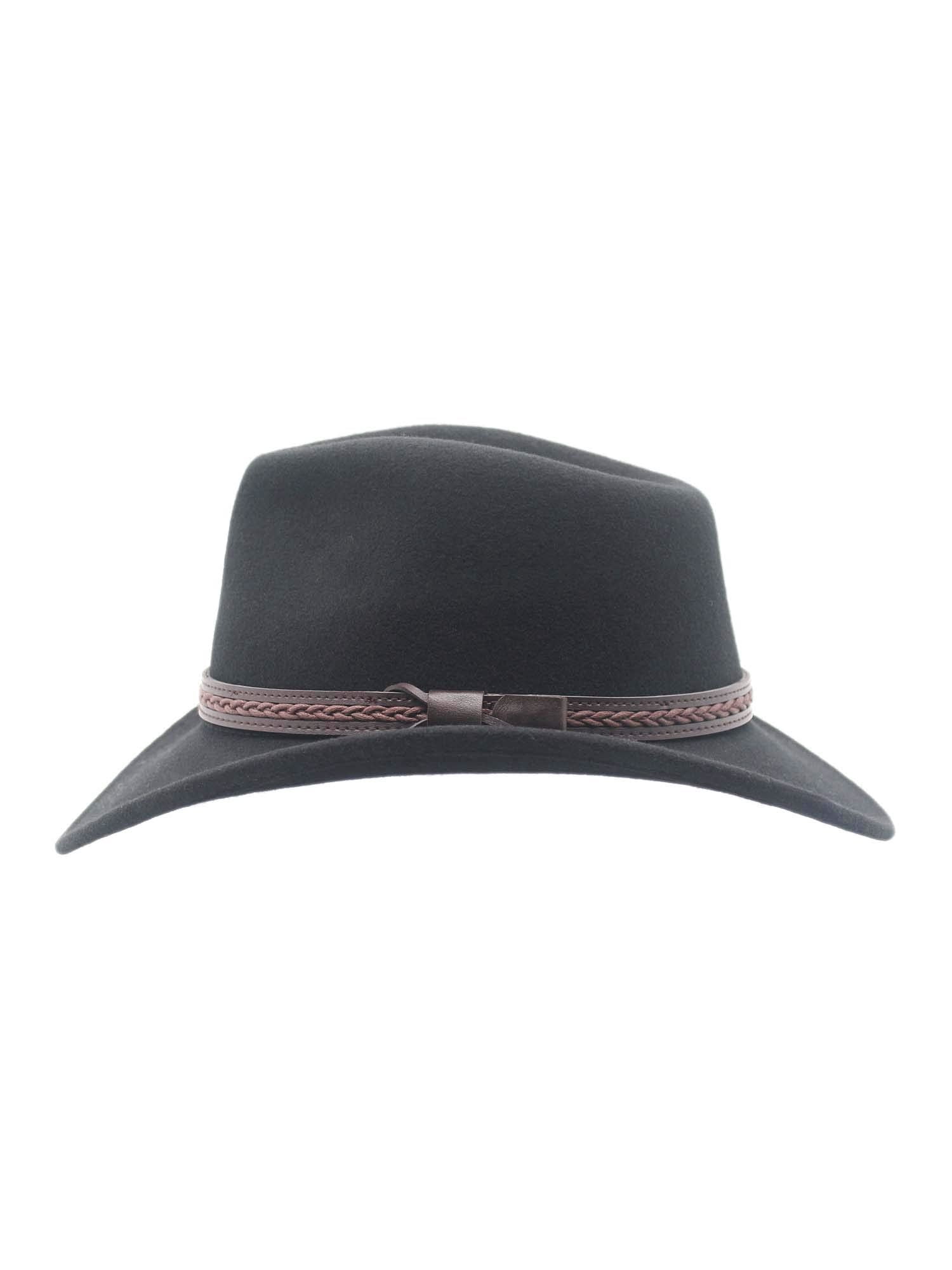 Silver Canyon Santa Fe Crushable Wool Felt Outback Western Cowboy Hat, M - Black Rockmount Crushable Black Felt Western Cowboy Hat main image 3