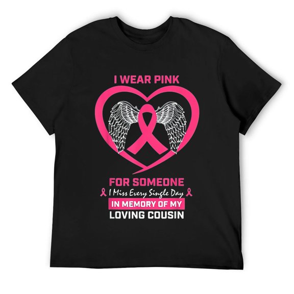 Mens In Memory Of My Loving Cousin Pink Breast Cancer Awareness T-Shirt Black