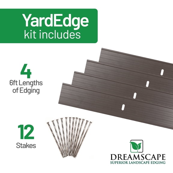 Dreamscape YardEdge Aluminum Landscape Edging Kit, Bronze Duraflex, 4 Pack 6ft Metal Lawn and Garden Border