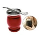 thumbnail image 3 of Mate tradicional de calabaza para yerba mate con pajita, taza de acero inoxidable de doble pared rojo, 3 of 9
