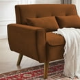thumbnail image 4 of Pingliang Home Loveseat Small Sofa 2 Seater Sofa Couch with 2 Pillows, Modern Linen Fabric Love Seat for Apartment Bedroom Living Room Small Space Office Studio,Orange, 4 of 9