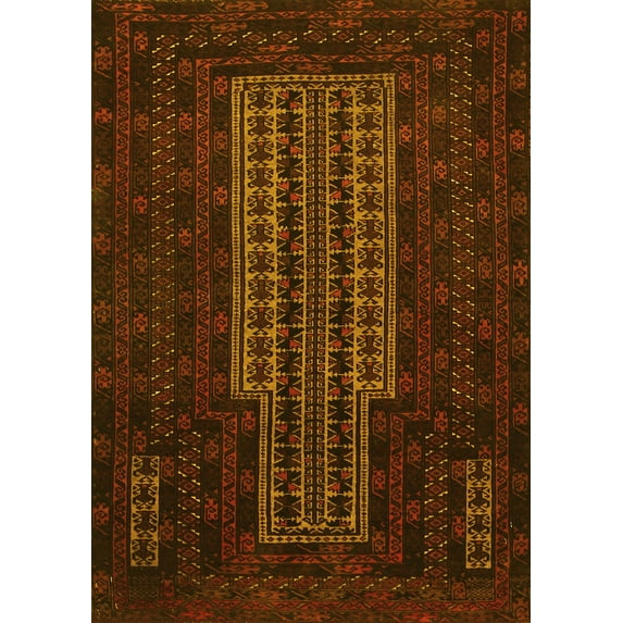 Ahgly Company Machine Washable Indoor Rectangle Southwestern Yellow Country Area Rugs, 5' x 8'