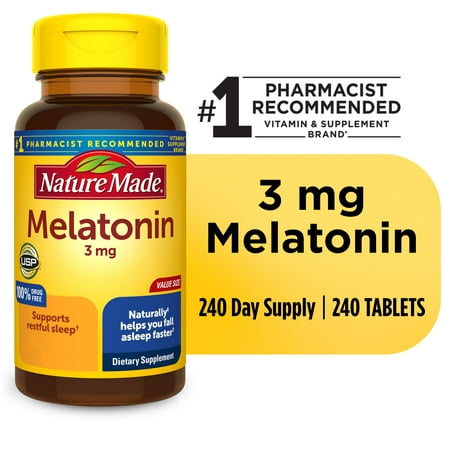 UPC 031604027421 product image for Nature Made Melatonin 3 mg Tablets  100% Drug Free Sleep Aid for Adults  240 Cou | upcitemdb.com