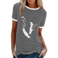 thumbnail image 1 of CEHVOM Femmes Mode Décontractée Imprimé Col Rond Ample Manches Courtes T-shirt Haut Blouse Chandail Liquidation, 1 of 4