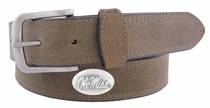 NCAA Mississippi State Bulldogs Light Crazy Horse Leather Concho Belt