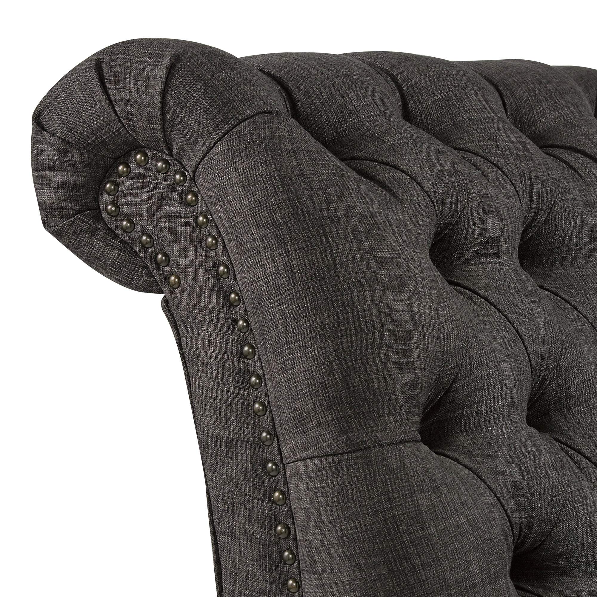 Weston Home Bowman Tufted Armless Chaise with Matching Pillow, Dark Gray Linen