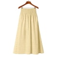 thumbnail image 4 of Aihuaihua Womens Boho Maxi Skirt Summer Eyelet Hollow Flowy Skirts High Waist Casual Skirt with Pockets A Line Pleated Vacation Skirts Light Yellow XL, 4 of 6