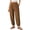 Brown, variant on Womens Baggy Barrel Pants Casual Elastic High Waisted Lounge Boho Harem Trousers with Pockets