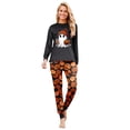 thumbnail image 2 of Yuaguia Family Matching Halloween Pajamas Set, Long Sleeve Black Ghost Print Top and Pumpkin Pants Sleepwear, Spooky Holiday Loungewear for Family Party, Home Outfits, Women 3XL, 2 of 5