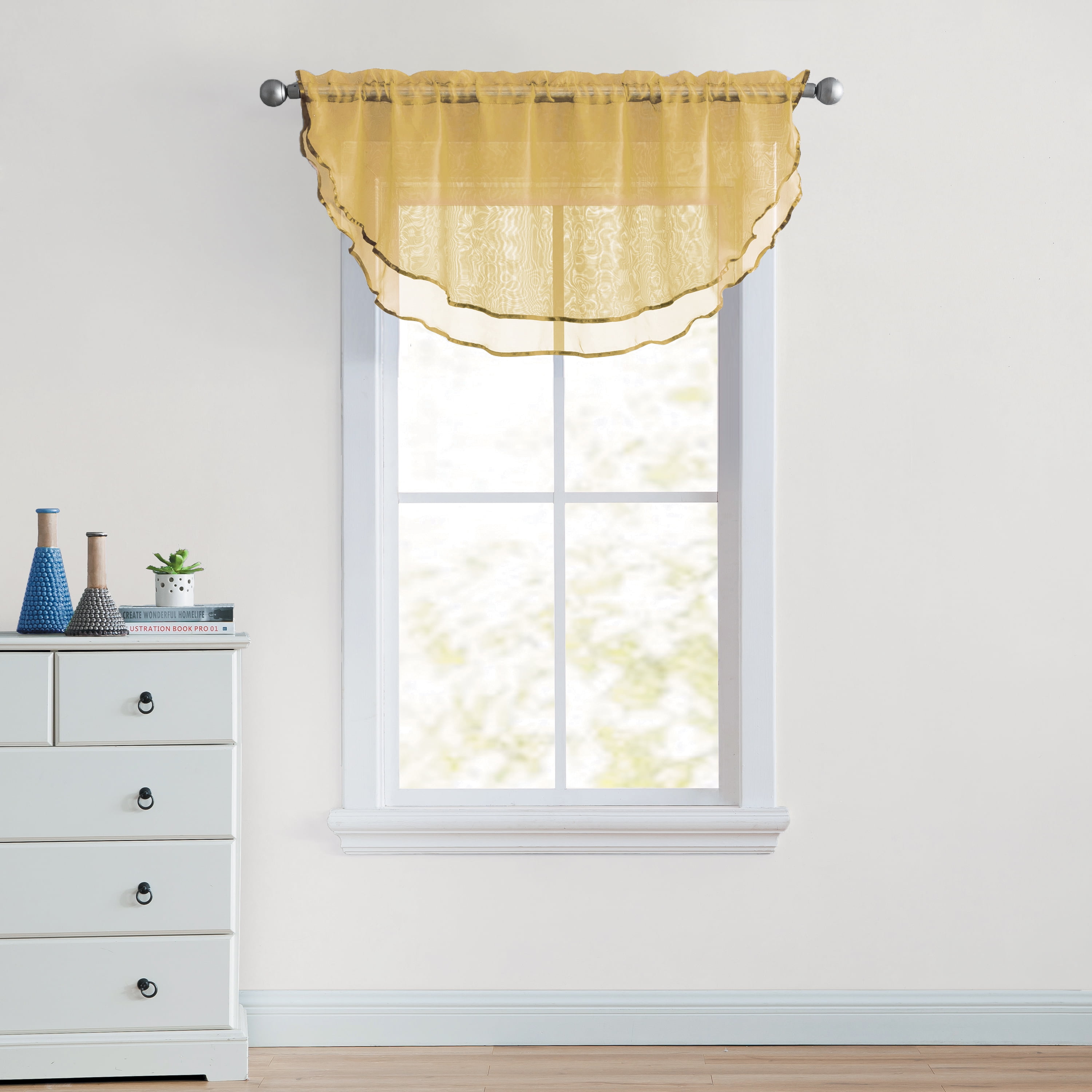 VCNY Home Ultra Luxurious Sheer Voile Double Layered Ascot Window