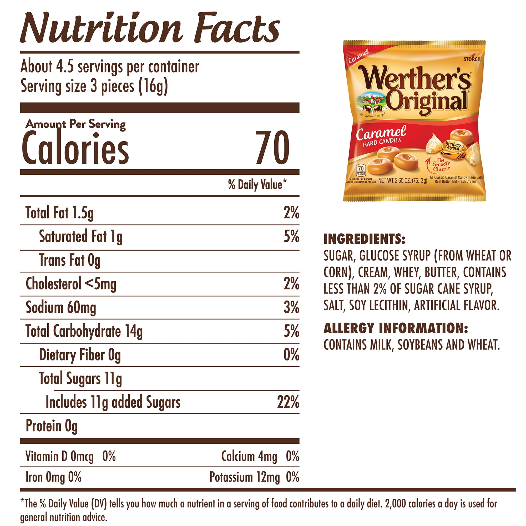 (2 pack) Werther's Original Caramel Hard Candies, 2.65 oz.