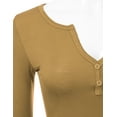 thumbnail image 4 of Doublju Women's Long Sleeve Basic Henley Deep V-Neck Button Placket T-Shirt, 4 of 4