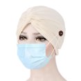thumbnail image 3 of Headwraps Simple Style Comfortable Premium Material Assorted Colors with Buttons Muslim Style Elasticity Women's Headbands Women Beige, 3 of 6