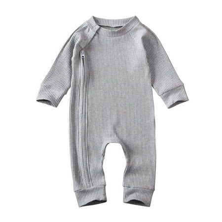 

Pudcoco Infant Baby Long-Sleeved Bodysuit Unisex Side Zipper Up Jumpsuit 0-24 Months