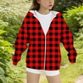 thumbnail image 3 of BFHHYA Girls' Plaid Print Sweatshirt Jacket Kid Tween Oversized Hoodie Zip-Up Drop Shoulder Sweatshirt with Pockets (4-15 Years), 3 of 5