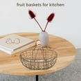 thumbnail image 2 of Wooden Handle Metal Retro Basket Portable Multi-Function Vegetable Fruit Egg Groceries Practical Storage Organizer Black, 2 of 8
