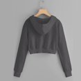 thumbnail image 4 of Cropped Sweatshirts for Women Solid Color Womens Hooded Sweatshirt Autumn Oversize Fit Hoodies Casual Zip-up Long Sleeves Everyday Athleisure Essentials, 4 of 4