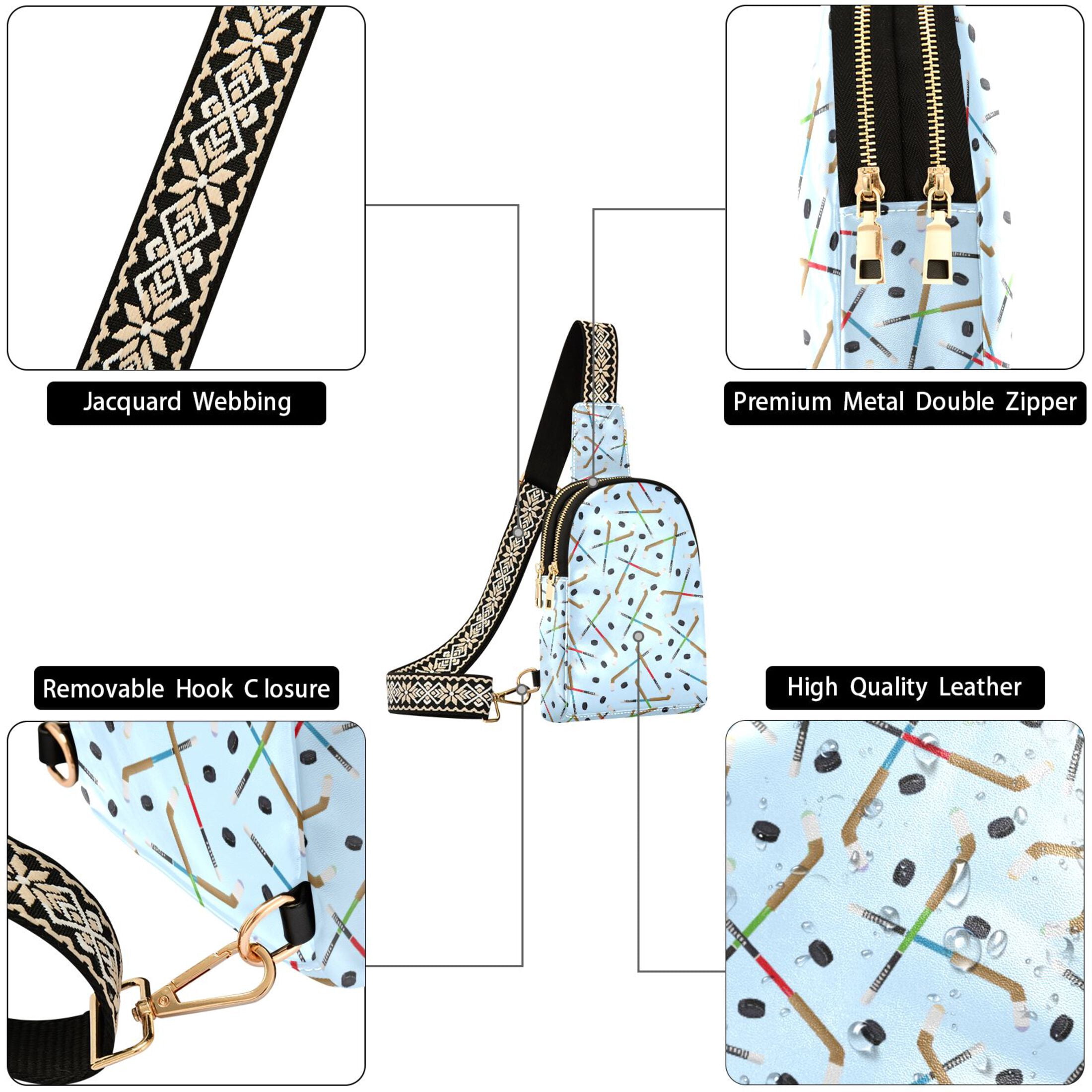 ALAZA Ice Hockey Stick Sling Bag for Women Men Waterproof Crossbody Chest Bags
