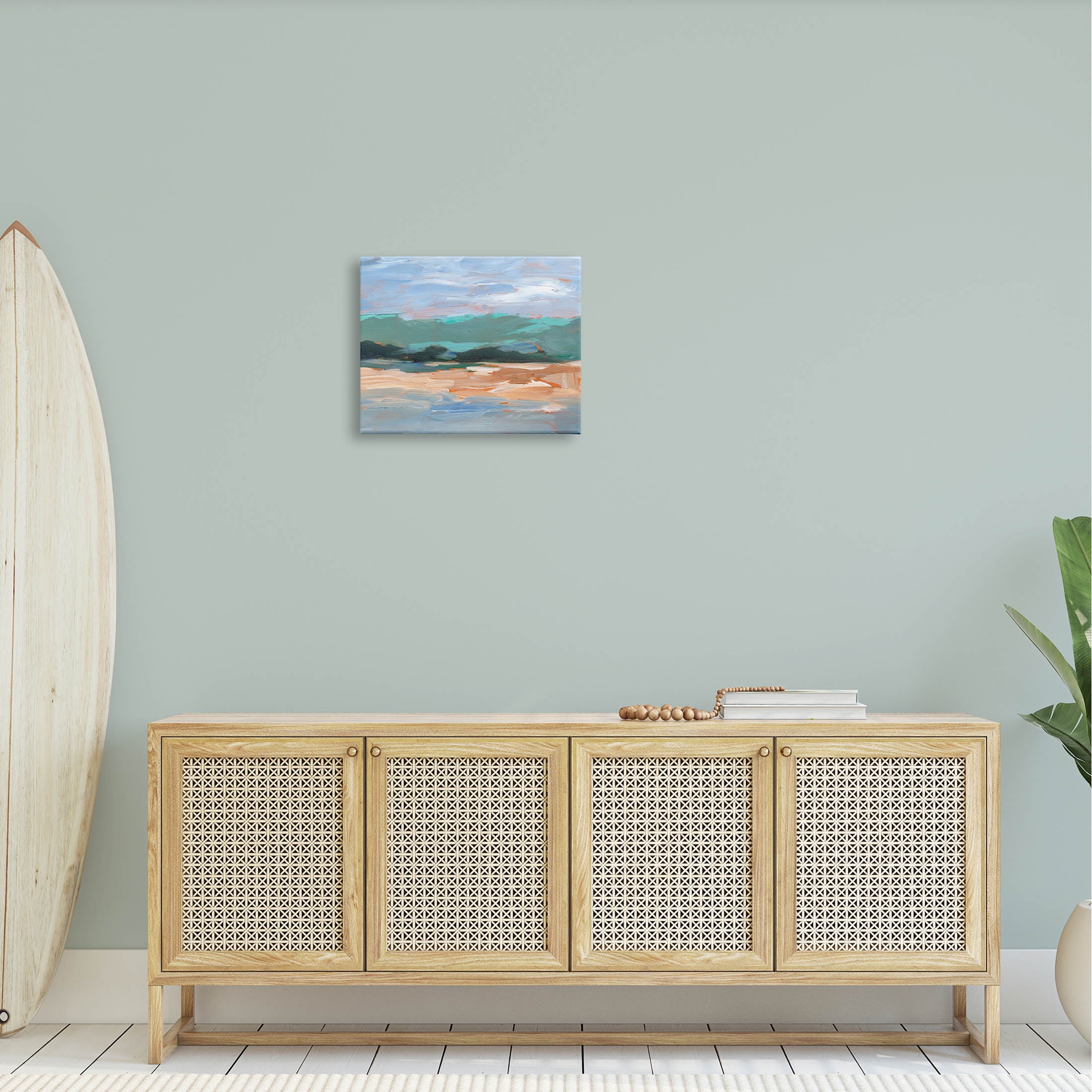 Modern Lake Brushed Scenery Landscape Painting Gallery Wrapped Canvas Print Wall Art