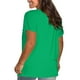 thumbnail image 3 of Blusas Umfun para mujer, cuello redondo liso, manga corta, blusa informal versátil, verde XL, 3 of 4