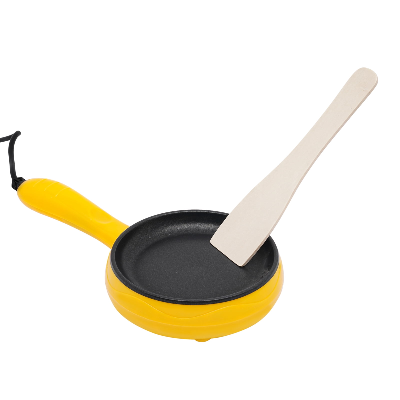High Efficiency Stainless Steel Round Non-Stick Electric Skillet Yellow Mini Frying Pan for Wooden Spatulas