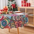 thumbnail image 3 of Boho Round Tablecloth 70 Inch Boho Circle Pattern Table Cloth - Polyester Colorful Bohemian Style Seasonal Round Table Cover Washable Waterproof for Party Picnic Kitchen Dining Indoor Outdoor Décor, 3 of 8