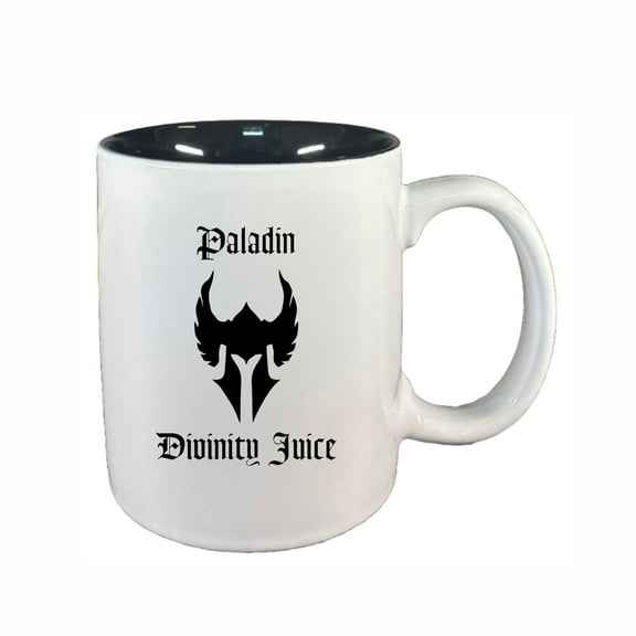 D&D Coffee Mug, Paladin Divinity Juice 11oz Ceramic Coffee Cup Teacup with Handle, Dungeons Dragons Gifts DND
