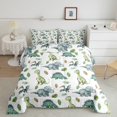 thumbnail image 2 of Feelyou Cartoon Dinosaur Queen Comforter Set, Cute Jungle Wildlife Bedding Sets, Palm Leaf Botanical Reversible Bedding Comforter Set, Ultra Soft Home Decor, 3pcs, 2 of 8