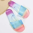 thumbnail image 4 of JeashCHAT Slip On Slide Sandals for Women Womens Summer Fashion Colour Transparent Slippers Round Toe Flat Casual Slippers, 4 of 8