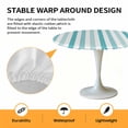 thumbnail image 2 of Elastic Fitted Round Tablecloth, Teal Aqua Stripe Waterproof Stretch Table Cover for 45"-54" Tables, Gradient Geometric White Vertical Striped Washable Outdoor Tablecloths for Patio, Picnic, Camping, 2 of 9