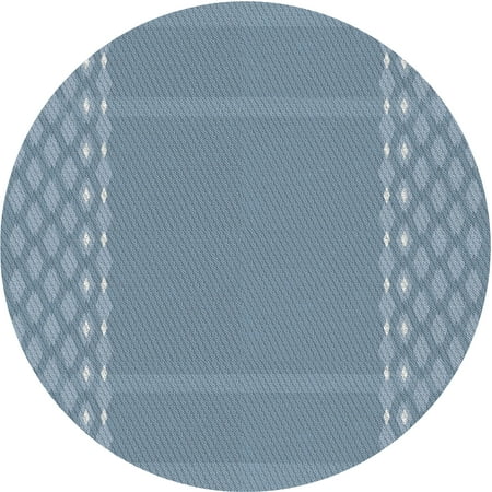 

Ahgly Company Indoor Round Patterned Azure Blue Area Rugs 7 Round