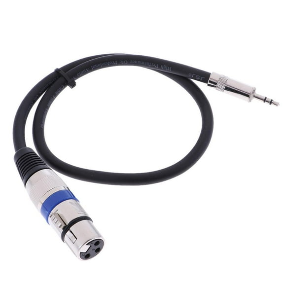 Cable de alimentación de audio mini auxiliar estéreo XLR hembra a TRS de 1/8" y 3,5 mm, color negro 50cm