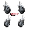 thumbnail image 2 of 4 Inch Thermo Rubber Wheel Swivel 7/16 Inch Grip Ring Stem Caster Set 2 Brake, 2 of 2