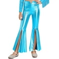thumbnail image 1 of RUNQHUI Kids Girls Split Bell-Bottom Metallic Pants for Party Pageant Dance Sparkle Bell Bottoms Light Blue 8, 1 of 6