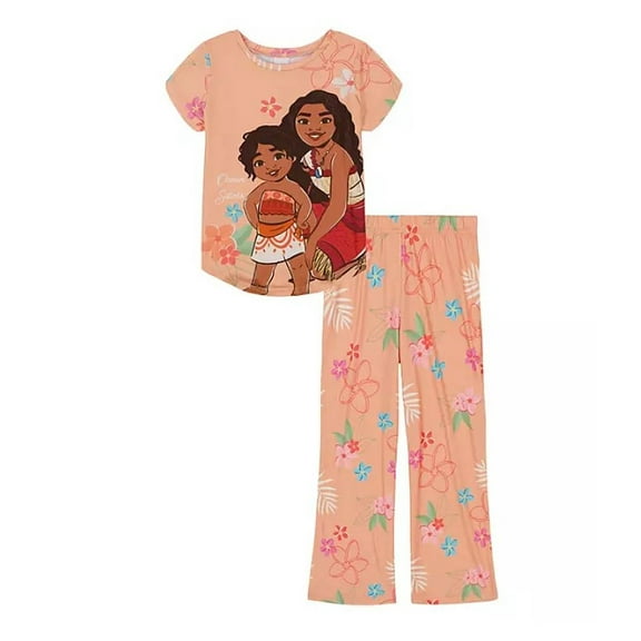 Disney Princess Moana and Simea Ocean Sisters Girl's Short-Sleeved Pajama Set, Size 4