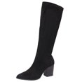 thumbnail image 2 of Tight Knee High Boots for Women Suede Leather Tall Boots Chunky Block High Heel Fashion Boot Black 8.5, 2 of 7