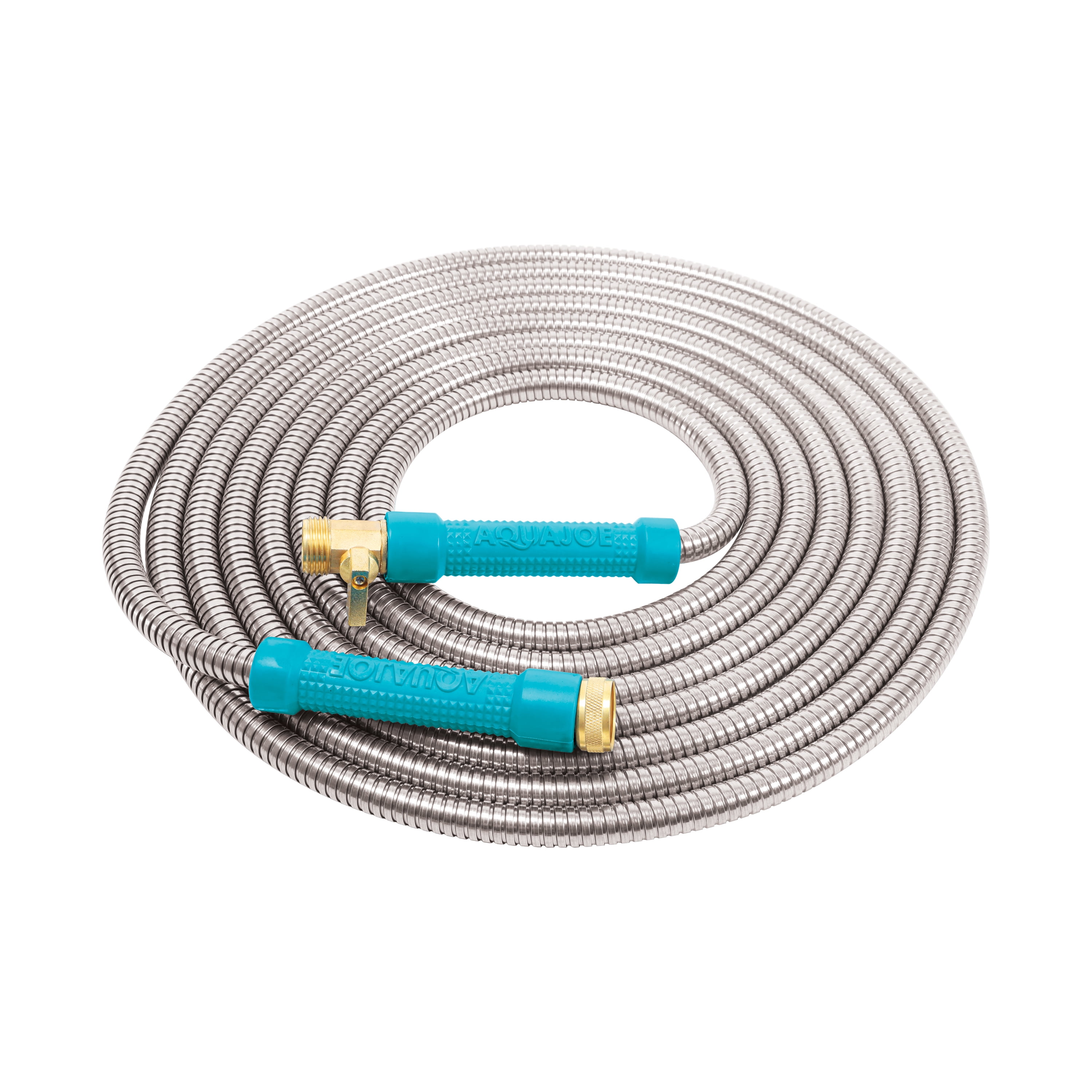 Aqua Joe Heavy-Duty Kink-Free 25-foot Garden Hose, 1/2-inch, on/off Valve, Stainless Steel