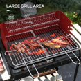 thumbnail image 3 of Chariot de Barbecue au Charbon Rouge avec Hauteur Réglable à 5 Niveaux, Barbecue en Métal avec Grille de Réchauffement, Tablettes Latérales et Inférieures, Récupérateur de Cendres et Roues pour Patio, Jardin Ou Cour Arrière, 3 of 7