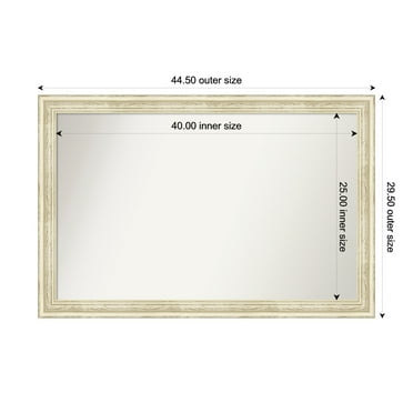 Amanti Art Custom Wall and Bathroom Mirror (29.5 x 44.5 in.), Country White Wash Frame
