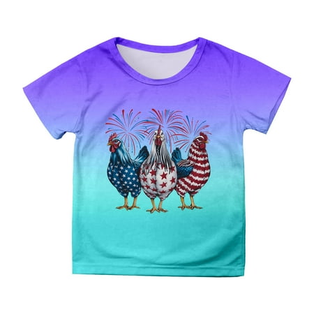 

Shirts for Teen Kids Boys Girls Short Sleeve Independence Day Prints T Shirt Child Tops T Shirts for Boys