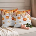 thumbnail image 2 of Thanksgiving Pumpkins Fall Outdoor Waterproof Pillow Covers, Orange Maple Leaf Vintage Decorative Square Throw Pillowcase Sofa Cushion Sham for Patio/Couch/Chair, 20"x20" 2 Pack, 2 of 8