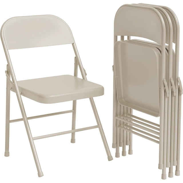 Qinaqin 4 Pack All-Steel Folding Chairs con Backrest Resistente Metálico Plegable cm de Profundidadining Chair Set Alturaold Up to 350 LBS Beige Portátil para Adults Indoor y Outdoor Events