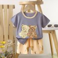 thumbnail image 2 of mgoYE Toddler Girl Clothes 3t Baby Boy Shorts Set - Toddler Summer Clothes with Dinosaur Cotton Tops + Shorts Outfits Clothing 6 Months-4 Year|Grey 9-18 Months, 2 of 4