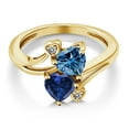 thumbnail image 3 of Gem Stone King 18K Yellow Gold Plated Silver Persian Blue Moissanite Blue Created Sapphire and White Diamond Ring for Women (1.63 Cttw, Heart Shape 6MM, Gemstone Birthstone, Size 6), 3 of 6