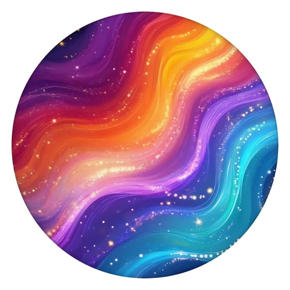 Rainbow Tie Dye Wave Pattern Round Fitted Tablecloth with Elastic Edge,Dining Table Cover Waterproof,Outdoor Round Tablecloth for Camping,Dining,Indoor and Outdoor